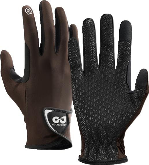 Nuibechenly Guantes de equitación para hombre y mujer, unisex, transpirables, antideslizantes, para todas las estaciones (marrón, L)