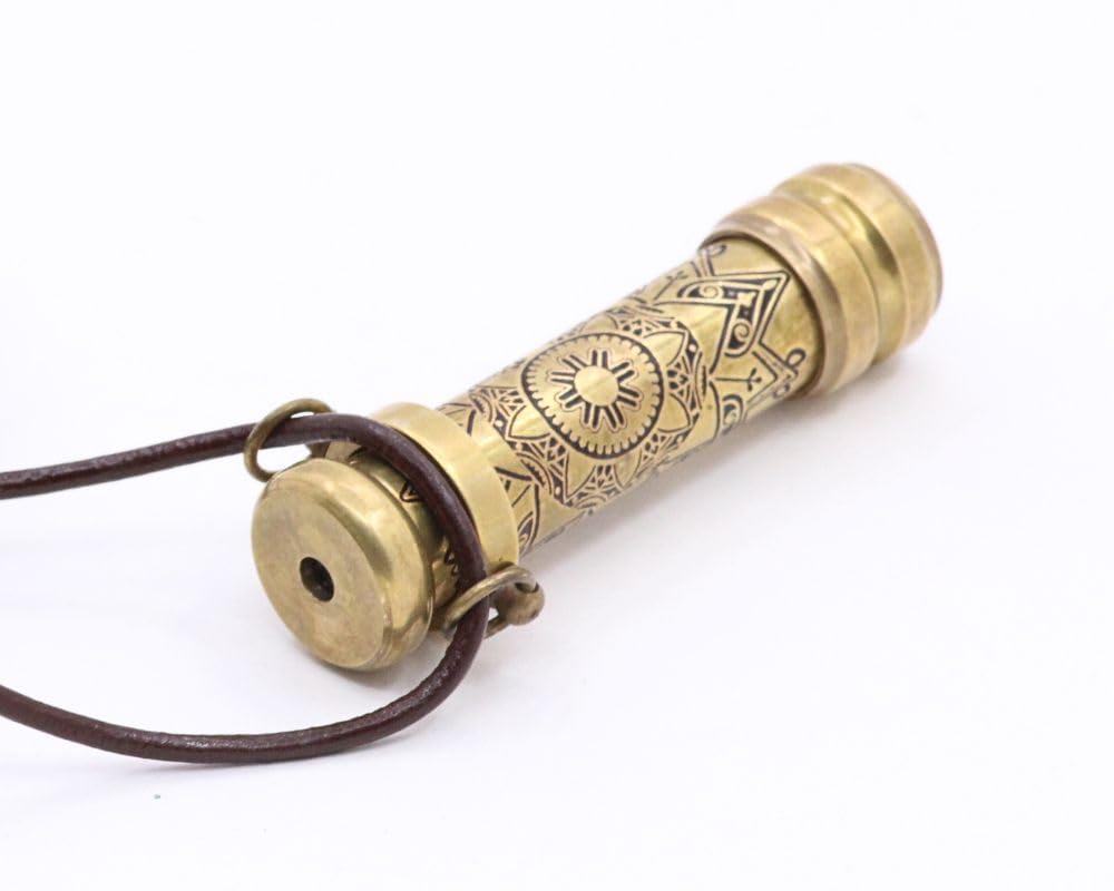 ROORKEE INSTRUMENTS (INDIA) A NAUTICAL REPRODUCTION HOUSE RII Kaleidoscope with Leather Cord Necklace, Mandala Art, Pendent, Locket and Pocket Kaleidoscope- Gift for Loved Once