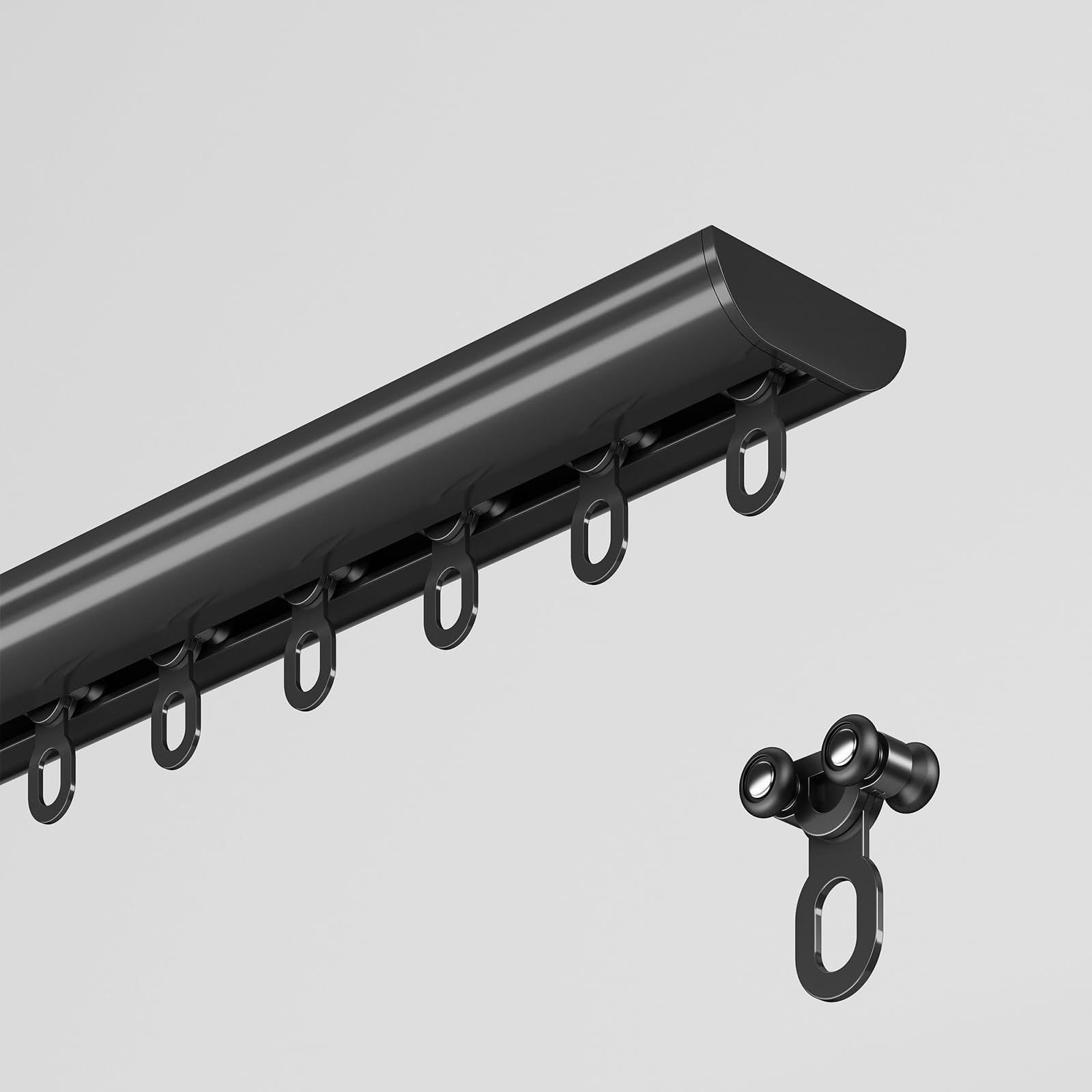 Barra cortina 3 metros,riel cortina, barra cortina techo,rieles para cortinas de techo, color múltiple,No es necesario hacer agujeros,Adecuado para dormitorio y sala de estar,1m-4.2m (Color : Black