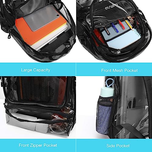 MOSISO 15.6-16 inch Travel Laptop Backpack, Waterproof Stylish Large Capacity Casual Daypack Bag for Business, Fashion TPU Transparent Computer Bag with Reinforced Strap, Black2