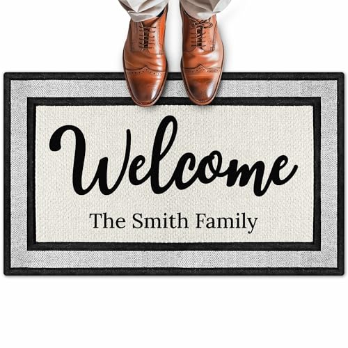 Personalized Doormat, Custom Welcome Mat Front Door, Indoor/Outdoor Anti Slip Backing, 18x30