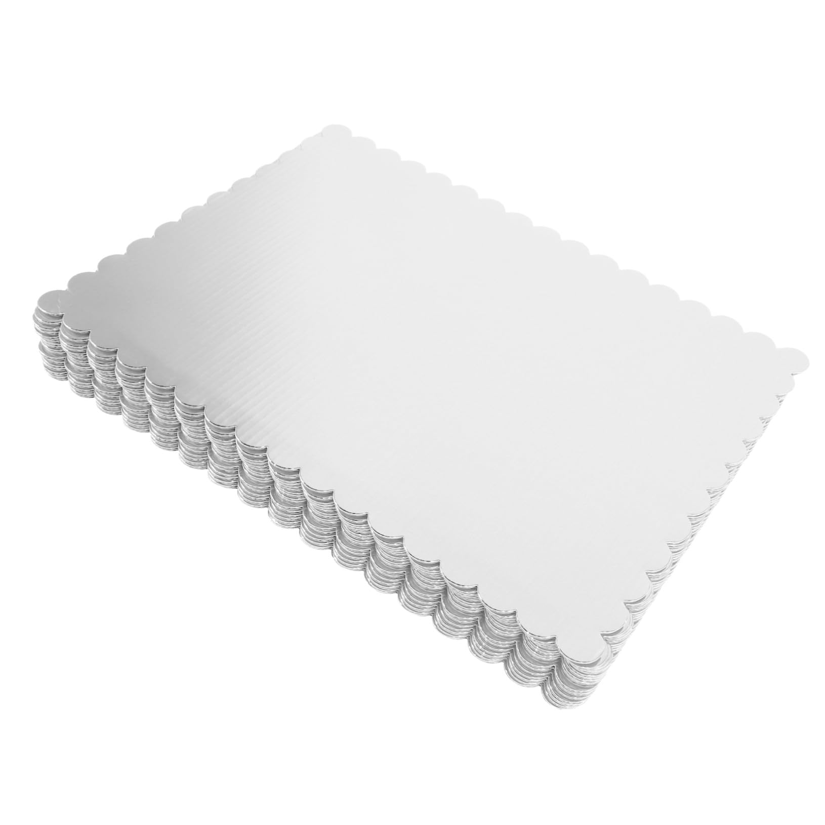 Uonlytech Tortenunterlagen Fettdicht 20 Stück aus Wellpappe Weiße Rechteckige 25x35,5cm 2mm mit Gewelltem Rand und Stabil für Hochzeits und Feiertagsfeiern