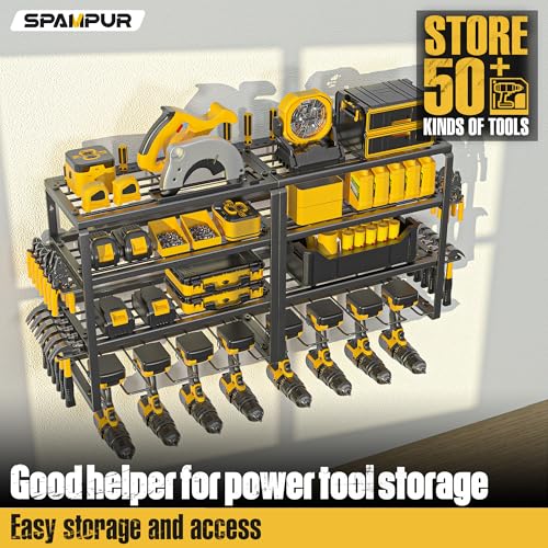 Spampur Power Tool Organizer, 15 Min Quick Assembly & Max 150Lb Load By Heavy Duty Metal, 8 Slots 4 Shelves For Cordless Drill In Garage/Workshop/Pegboard/Shed Suitable For Father'S Day thumb #3