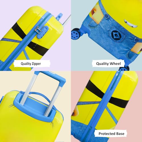 Image of ADSON Abs Kids Trolley 360 Rotating Luggage 360 Degree Wheels Cartoon Non-Breakable 20 Inch Kids Hardsided Suitcase with 4 Wheels, 360 Degree Wheel Travel Trolley Bag (Yellow)