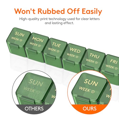 Image of Lifewit Monthly Pill Organizer Once a Day, 28 Day Pill Box, Green, 28 Grids