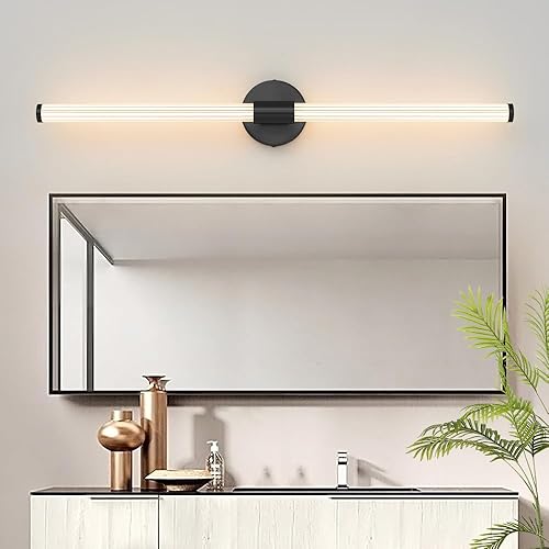 Miniatura 8 de Gednbo Luces LED regulables doradas para tocador de baño, iluminación completa de 360, lámparas de baño sobre espejo de 49 pulgadas, aplique de