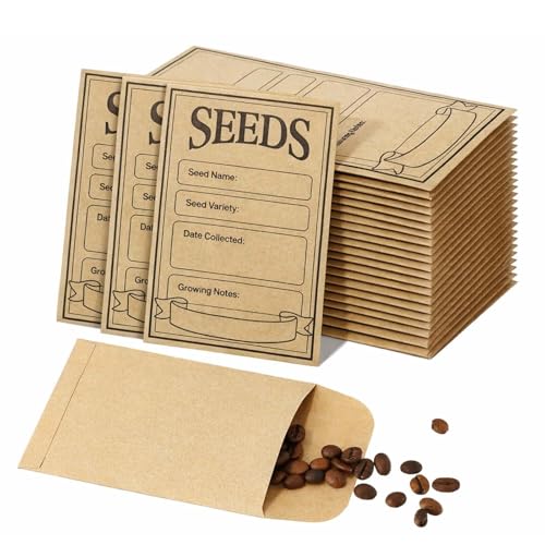 100Pcs Seed Envelopes Small Brown Envelopes for Seeds with Types Name Template Seed Packets Envelopes for Saving Small Envelopes for Collection of Flower Vegetable