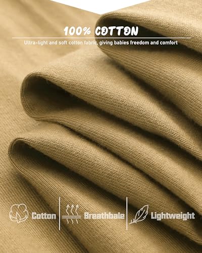 GFQLONG 4 Pack Toddler Boys and Girls Cotton Pants Lightweight Trousers, Kids Summer Casual Solid Sweatpants with Drawstring2