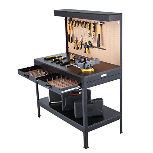 Olympia Tools Multi-Purpose Workbench With Light, 82-802,Black