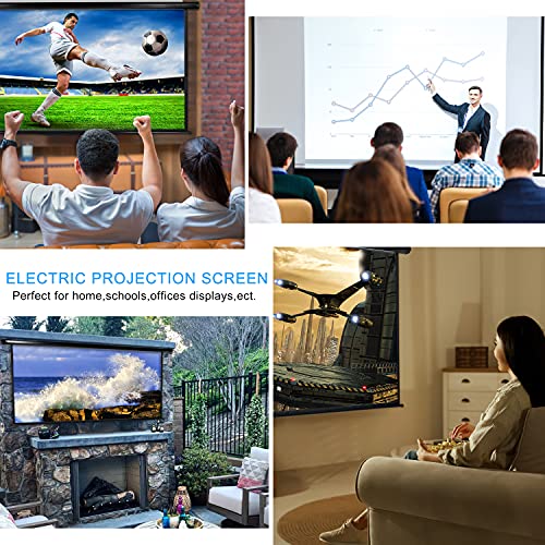 Image of Kayle 110 inch Motorized Projector Screen Electric Diagonal Automatic Projection HD Movies Screen for Home Theater Presentation Education Outdoor Indoor W /Remote Control and Wall /Ceiling Mount (Black)