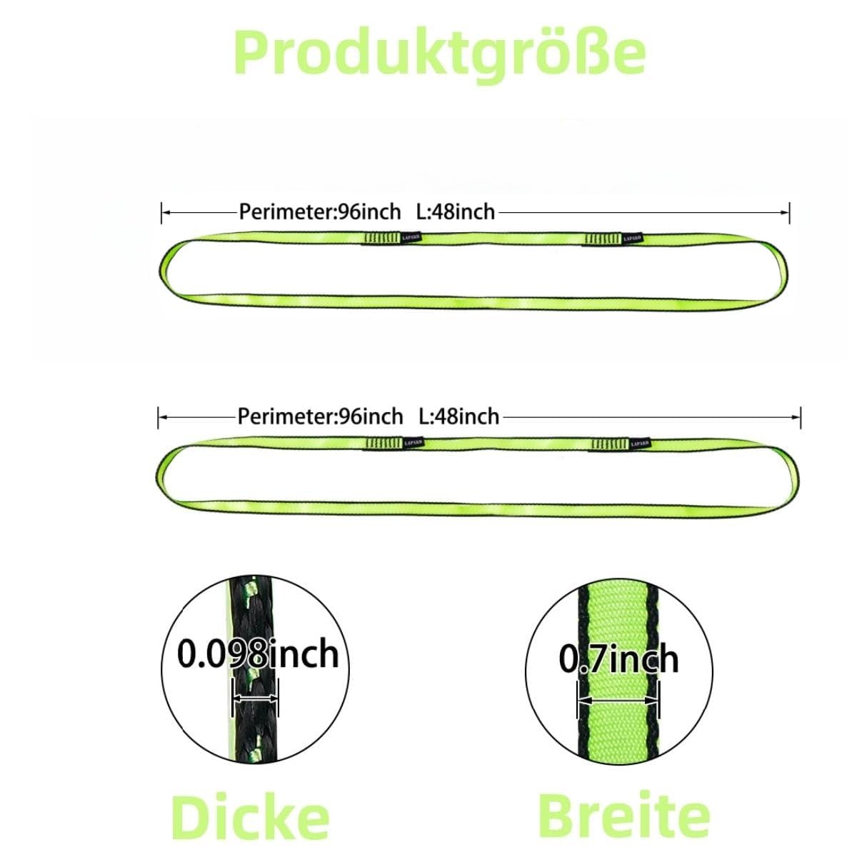 LETTO & TAILOR Lot de 2 sangles d'escalade 22 KN | Sangle d'escalade 19 mm | Certifié CE | Sangle en nylon 60 cm/120 cm pour yoga, construction de stands, sauvetage | Différentes couleurs - 4