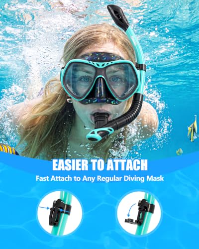 Equipo de Snorkel Aegend para Adultos con Máscara Colorida, Snorkel Seco y Bolsa de Malla miniatura 5