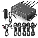 El repetidor IR controla hasta 10 dispositivos de cine en casa que se mantienen detrás de las puertas del armario o en un armario cerrado con sistema repetidor de control remoto infrarrojo IR. Este producto te permite controlar el equipo A/V con tu mando a distancia IR existente, tales como: amplificador, caja de cable, receptor estéreo, receptor de TV por satélite, reproductor de CD, reproductor de DVD, reproductor de Blu-ray, etc