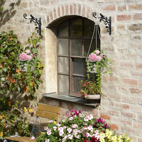Image of balacoo 6.69 Inch Plastic Hanging Planters with Drainage Holes and Hooks Lightweight Window Planter Pots for Indoor Outdoor Balcony Garden Set of 4 Hanging Baskets