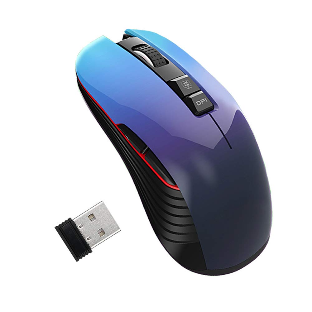 2.4G USB Wireless Optical Gaming Mouse, Silent Rechargeable Ergonomic Mice for PC/Tablet/Laptop, 8 Buttons, 4 DPI, Blue