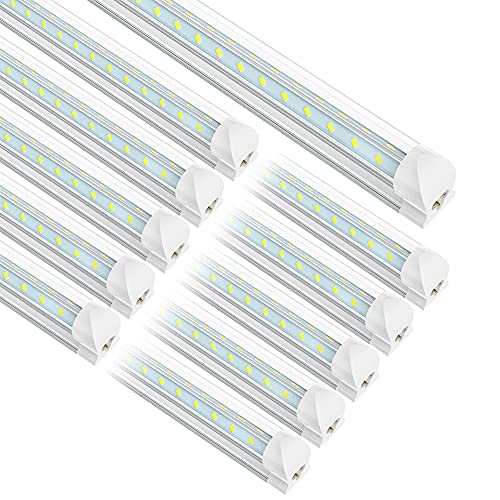 CNSUNWAY LIGHTING 4FT LED Shop Light, 42W 5460LM Super Bright, 6500K Cool White, SMD 5730 T8 Integrated LED Tube, V Shape, Linkable Light Fixture with Plug for Garage Workshop (10 Pack)