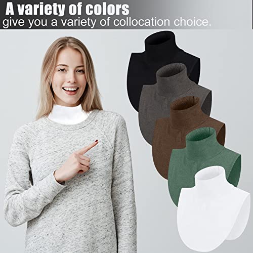 5 Pieces Fake Turtleneck Collars Detachable Dickey Collar Half Top Mock Blouse False High Warmer Turtle Necks for Women4