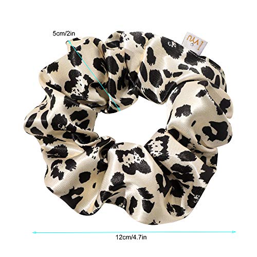 Image of Silk Hair Ties for Girls and Women: Chic Satin Scrunchies, Large and Cheetah Print, Soft Ponytail Holders for Thick and Curly Hair - No Creases, Gentle on Hair