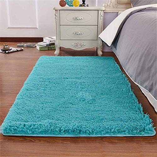 MENGH moqueta Suelo Rollo 100x120cm, Moquetas Dormitorio Lavable para Dormitorio, Comedor, Pasillo y habitación Infantil Azul