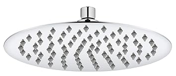 ANMEX 8x8 (8inch) UltraSlim Heavy Stainless Steel Round Rain Shower Head Without Arm (Silver, Chrome Finish)