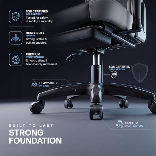 Image of DROGO Alpha-X Ergonomic Gaming Chair with Footrest | Premium PU Leather with 135 Recline | 2D Padded Armrest | Computer Chair for Study |Office Chairs for Work from Home With Neck Support(Black&Grey)