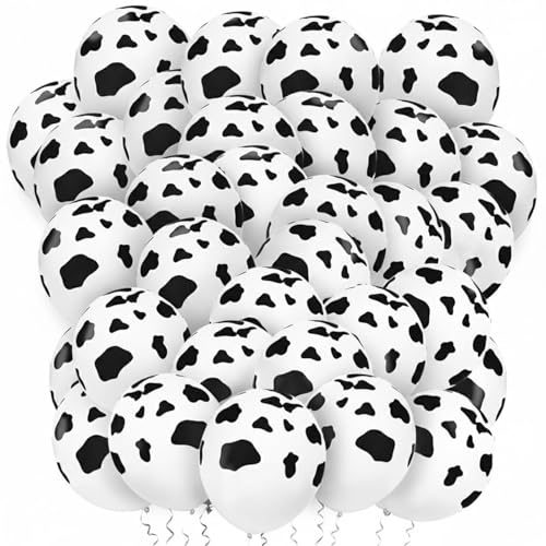 Lovestown 100 PCS Cow Print Balloons 12 Inch Latex Farm Animal Balloons for Farmhouse Birthday Party Baby Shower Cowboy Cowgirl Western Rodeo Gender Reveal Party Decorations