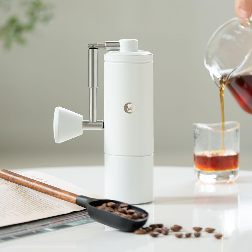 TIMEMORE C5 Pro Molinillo manual de café con mecanismo cónico S2C-420-III, ajuste de precisión de 0,031 mm, molinillo manual portátil de metal completo para Espresso/French Press/Pour Over - Blanco
