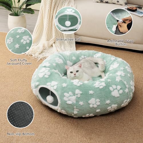 Image of Cute Round Cat Tunnel for Indoor Cats, Green