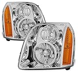 AKKON - For GMC Yukon XL Hybrid OE Replacement Chrome Bezel Headlights Driver/Passenger Head Lamps Pair