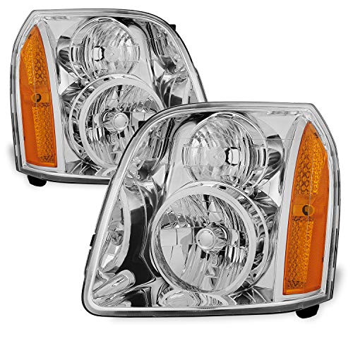 AKKON - For GMC Yukon XL Hybrid OE Replacement Chrome Bezel Headlights Driver/Passenger Head Lamps Pair