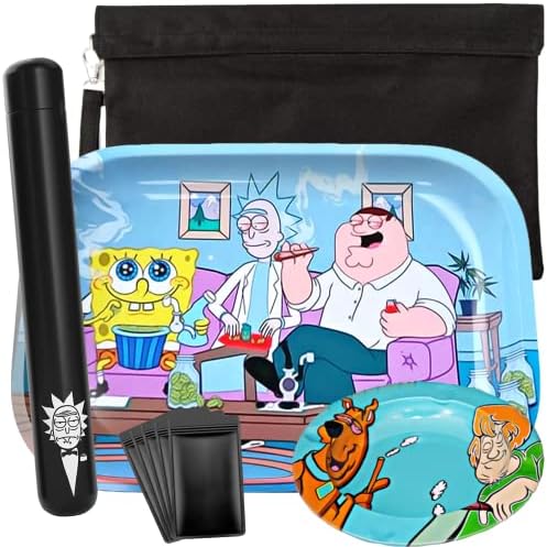 UkGlass Rolling Tray Bundle Set - Rolling Tray, Bags, Metal Doob Tubes & More! - Smoking Accessories Kit