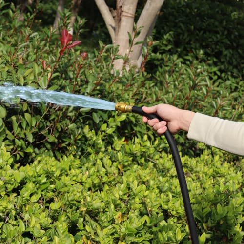 VUNDARA 5/8 in. &times; 10 ft. High Flow Heavy Duty Garden Hose Flexible Hybrid Rubber Water Hose, No Memory Durable Premium Water Hose Leader Hose for Watering, Irrigation, Water Transfer Pump