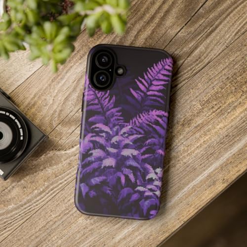 Coque iPhone 16 Plus rigide mate Pixel Art Purple Ferns - 4