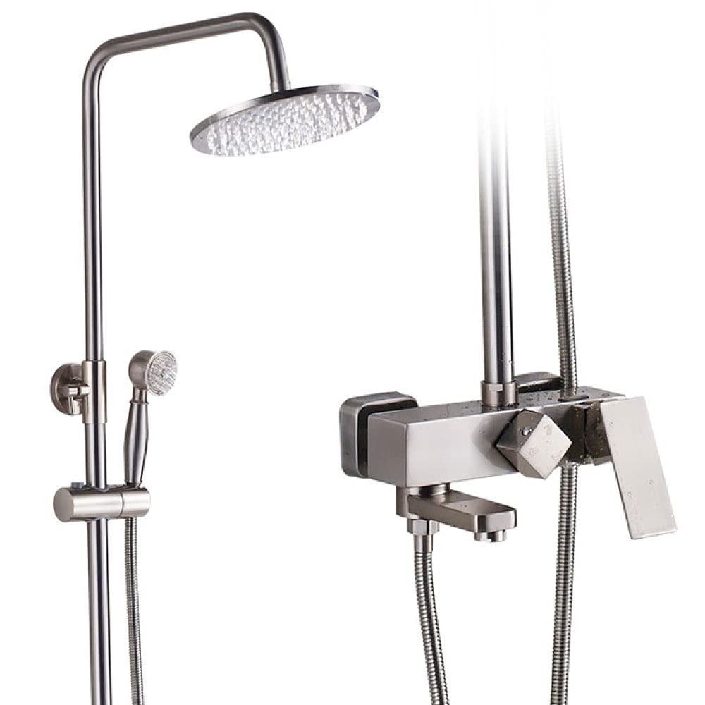 Robinet de douche effet pluie 8 pouces en nickel brossé à levier unique pour salle de bain