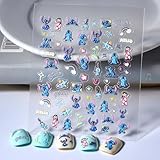 5D Embossed Cartoon Nail Stickers - 1Pcs Cute Nail Stickers for Nails Art Cartoon Reliefs Self Adhesive Supplies Nails Decals Cute DIY Designs Sticker for Women and Girls