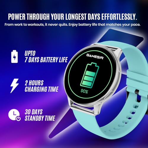 Image of GameSir Active 5 Smart Watch AMOLED Display 1.3 inch Screen, 360 * 360 Resolution, IP68 Waterproof with Multiple Watch Faces Bluetooth Calling Round Dial Smartwatch for Men & Women (DarkSky Blue)