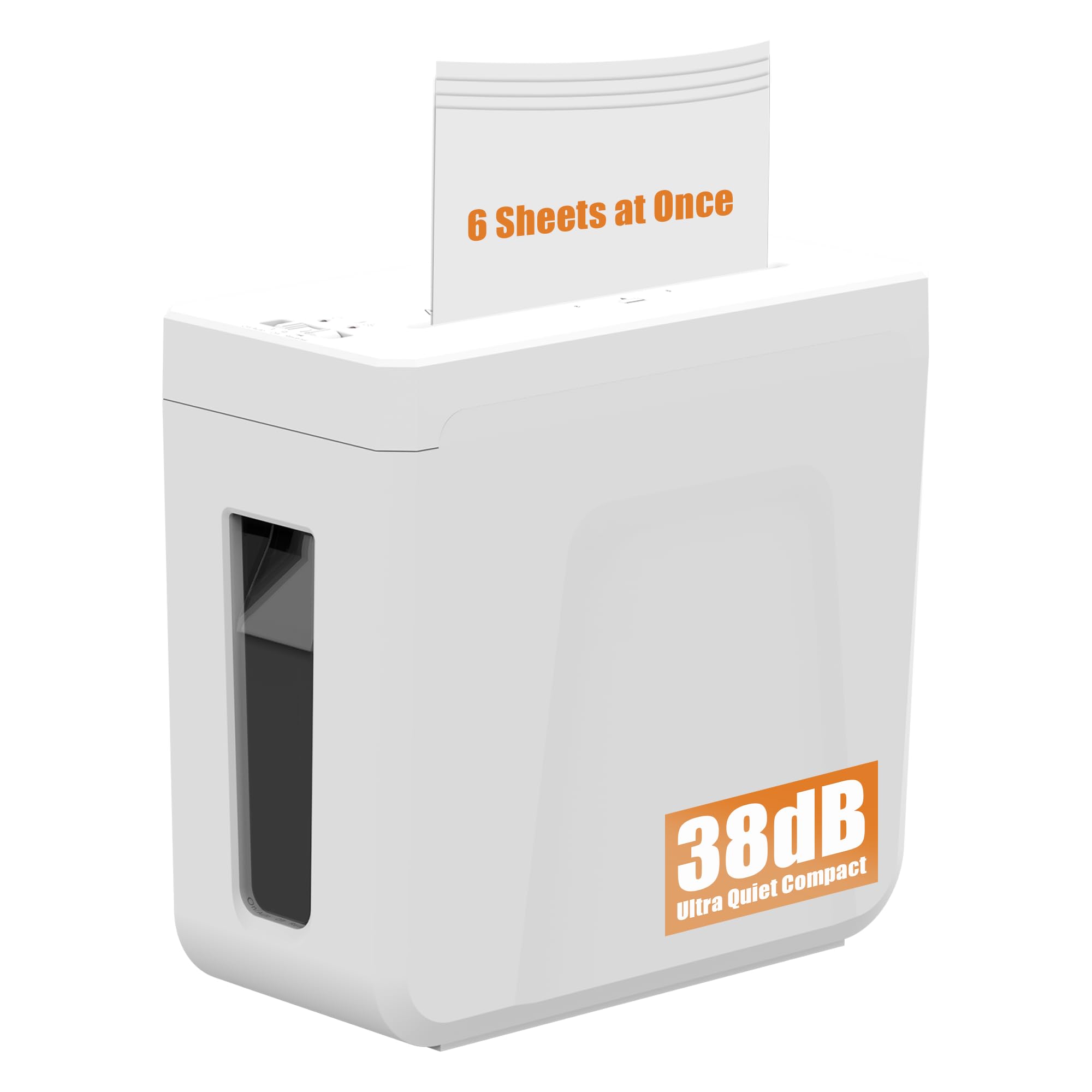 Distruggidocumenti ultra silenzioso per uso domestico, trituratore a taglio incrociato da 6 fogli, compatto e resistente con cestino estraibile da 10 l, distruggi documenti per casa e ufficio per uso