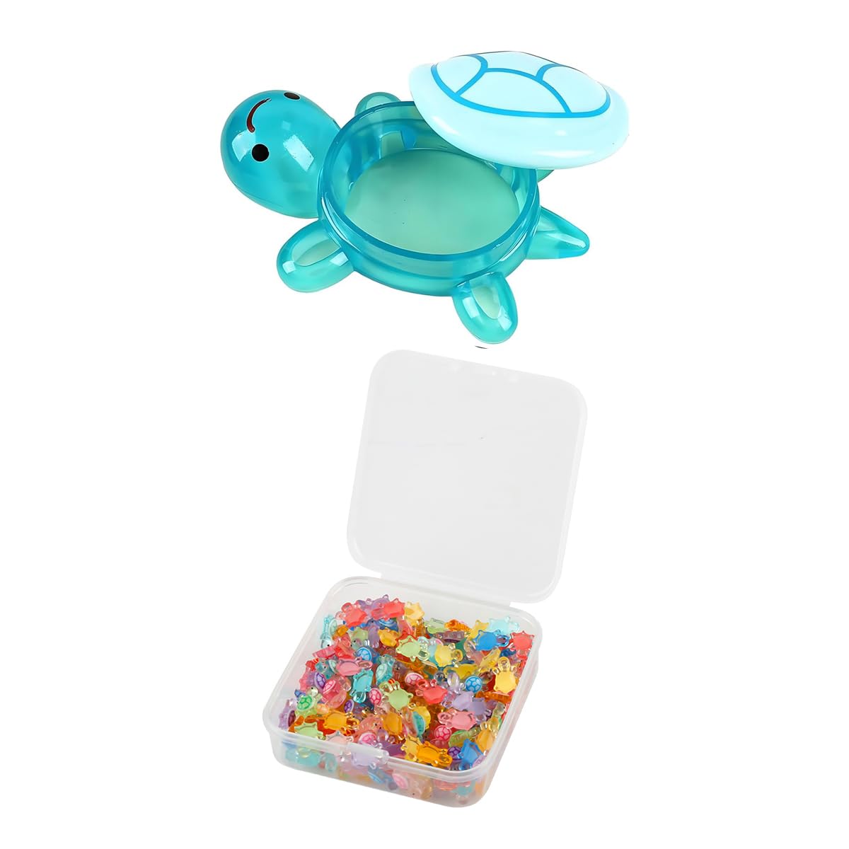 Lotsdonxia 100 Pcs Mini Luminous Resin Turtles (1.1cm) with 1 Giant Turtle Storage Box (17cm), Glow in The Dark Multicolor for Fairy Garden, Dollhouse & Micro Landscaping Crafts