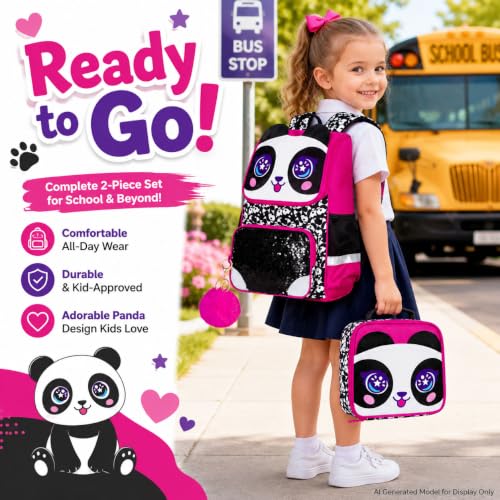 Image of KLFVB 3PCS Backpack for Girls and Boys, 15 inch Unicorn Dinosaur Bookbag with Lunch Box, Kids Preschool School bag