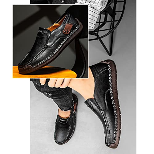 Men Casual Hand Stitching Leather Loafers Slip On Moccasins,Anti-Slip Light Flexible Flats Walking Driving Sneakers Oxfords4