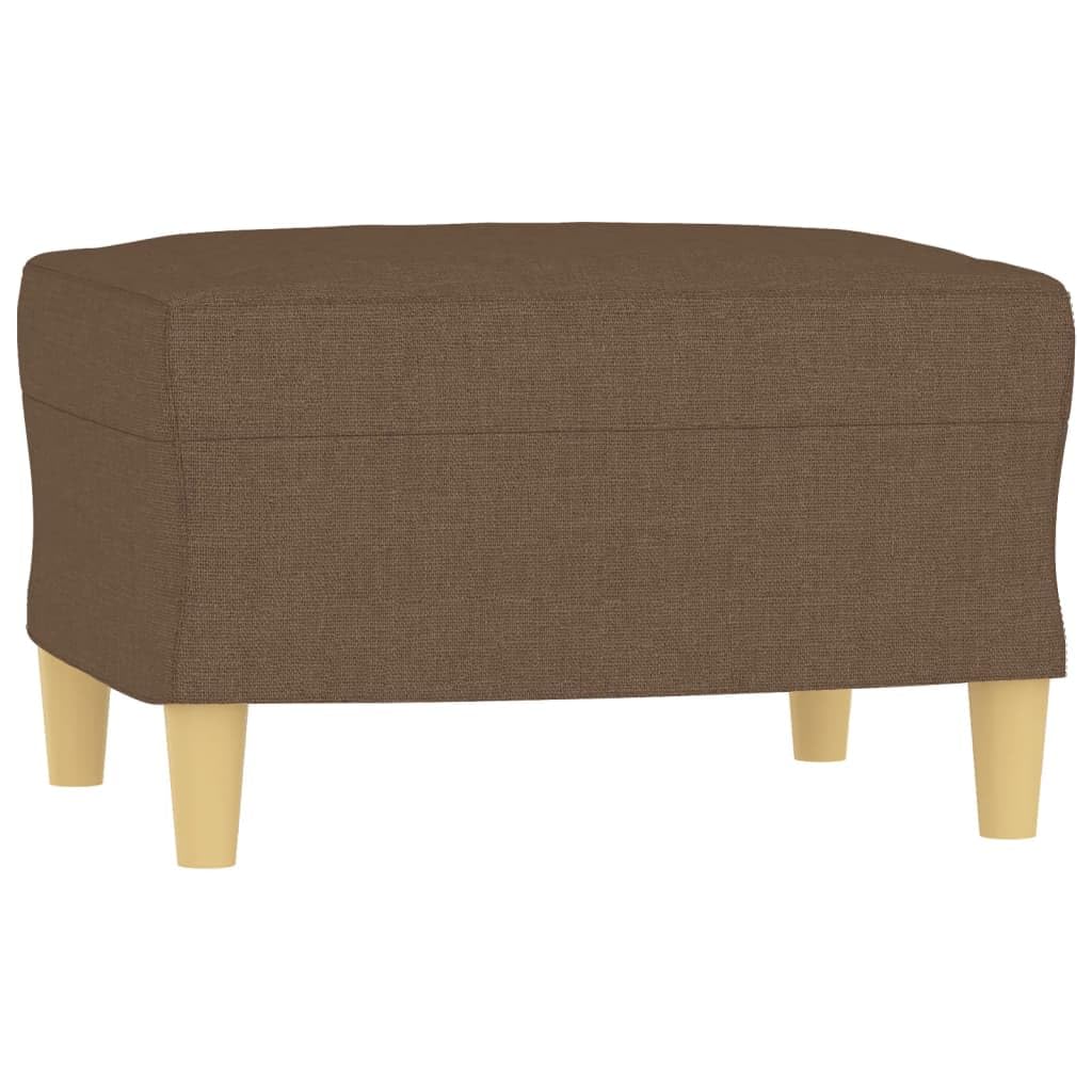 3-częściowy zestaw sof, brązowy materiał, 2 x dwuosobowa sofa 138 x 77 x 80 cm, 158 x 77 x 80 cm, podnóżek 70 x 55 x 41 cm i 4 poduszkami do salonu, lounge, pokoju gościnnego, z wygodną
