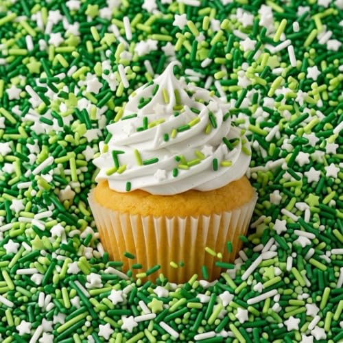Image of Manvscakes Sprinkles- Edible Cake and Cupcake Jimmies, Baking, Green topping Mix for Cookies, Ice Cream, Cake and Cupcake Decorating