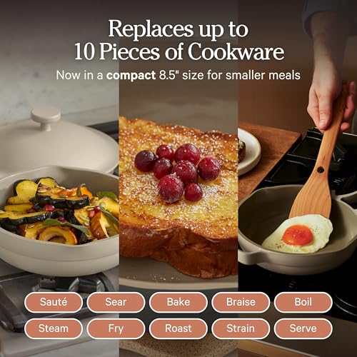 Image of Our Place Mini Always Pan | 8.5 inch Ceramic Pan with Modular Lid & Beechwood Spatula | Patented 10-in-1 Nonstick, Non-Toxic Cookware Made Without PFAS | Induction & Oven-Safe up to 450F | Steam