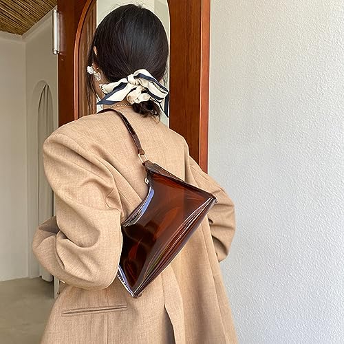 Clear Crossbody Bag with Zipper Jelly Bag Transparent Bag Beach Shoulder Bag Cute for Women Party Gift (Brown)2