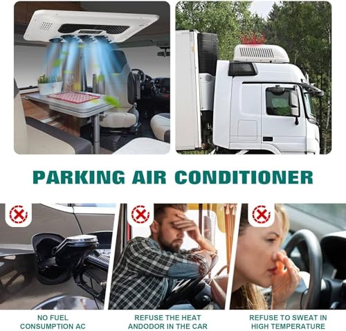 12V RV Air Conditioner, High Efficient RV AC Unit DC 12V Air Conditioner Electric Parking Rooftop RV Air Conditioner Heat and Cool A/C Unit 10000BTU Fit Truck Motorhome Trailer,White-24V