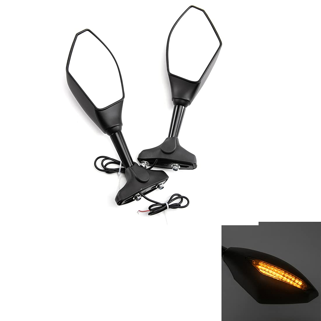 Moto Rétroviseur latéral avec clignotants LED Universel pour Cruiser Street Sport Bike (A)