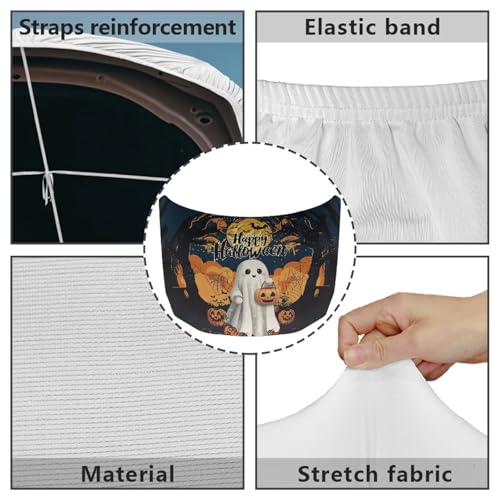 Image of Halloween Design Car Hood Cover Protector 59x39 Inch Stretchable Auto Hood Wraps Waterproof Automotive Exterior Accessories for Most SUV Sedans Trucks