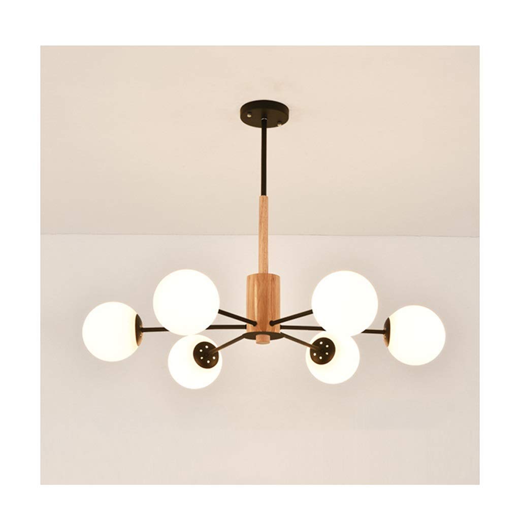 SXECAEPS Modern creative chandelier Nordic Solid Wood Living Room Ceiling Light Bedroom Restaurant Molecular Lamp Simple Modern Light/6 Headswhite