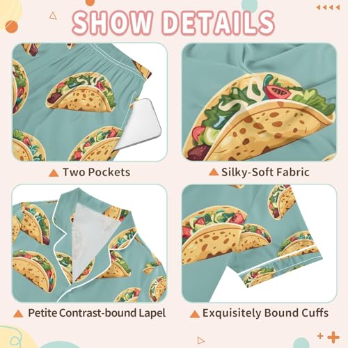 senya Chicken Rolls Food Satin Summer Pajama Sets Silk Short Sleeve Button Down Sleepwear3