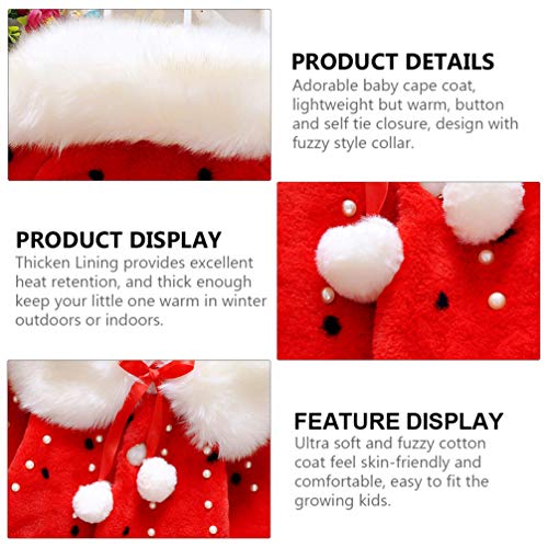Amosfun Vermelho Moda Outono Inverno Peludo Colarinho Pára-Brisa de Algodão Casaco de Capa de Bebê M